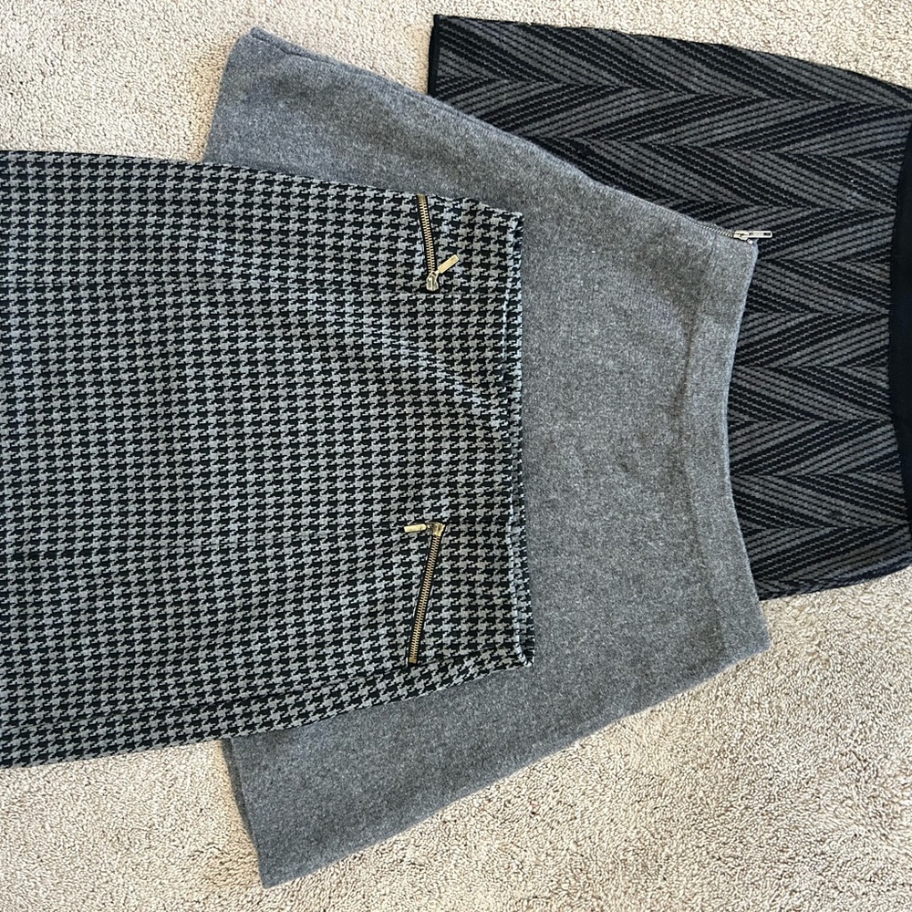 Women's Grey Houndstooth and Solid Pencil Skirts - bundle of 3